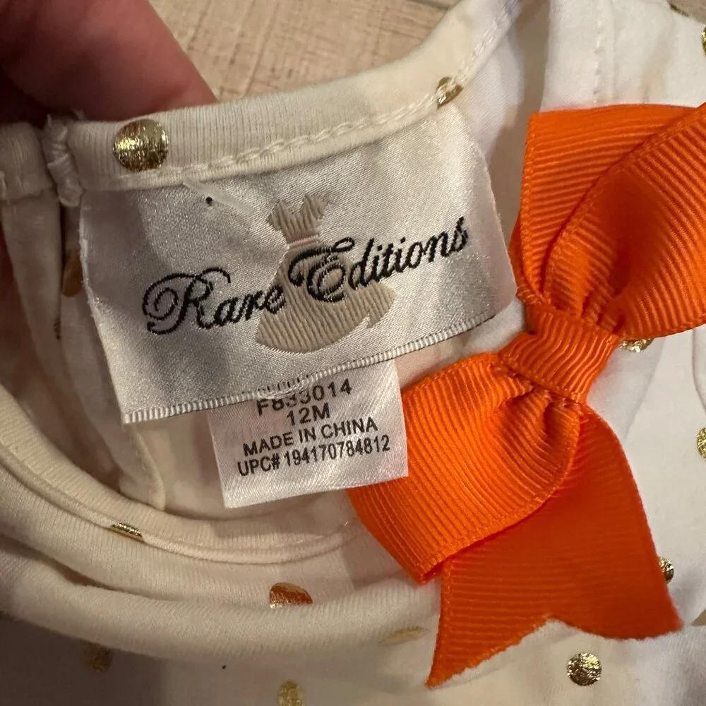 RARE EDITIONS FALL PUMPKIN RUFFLE PANT OUTFIT NEW 12 MONTHS